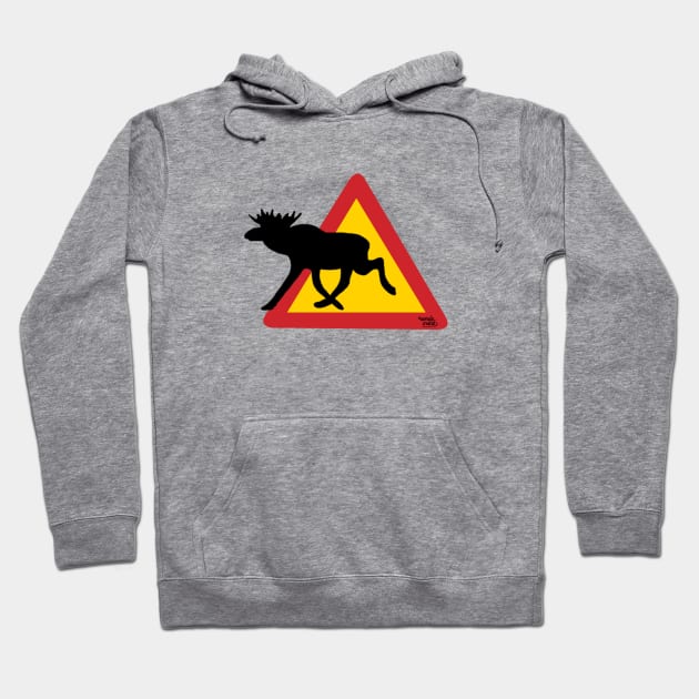 Moose traffic sign in Sweden Hoodie by Aurealis